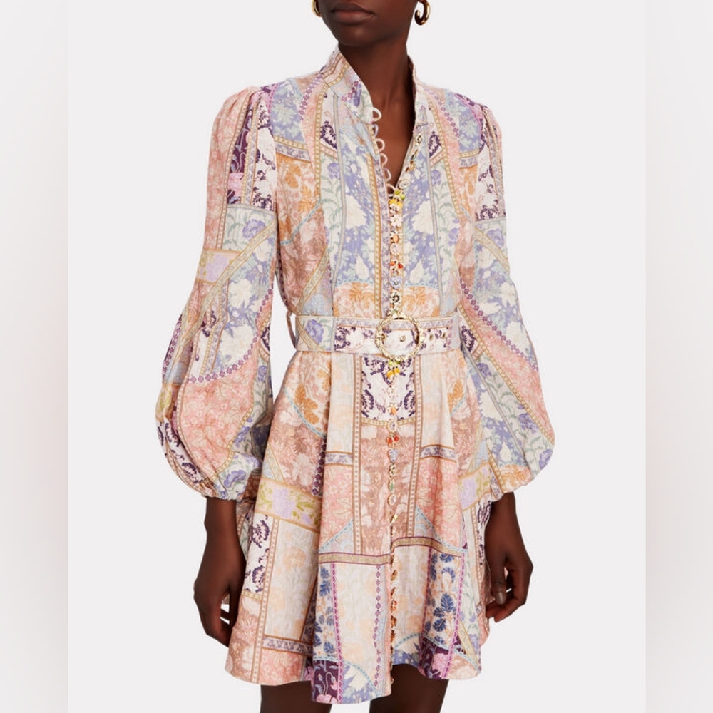 ZIMMERMANN Kaleidoscope buttoned minidress size 10-12 usa